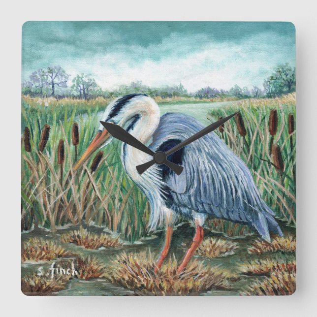 Reloj Cuadrado Espíritu de garza (Anverso)