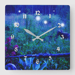 Reloj Cuadrado Espíritu Ilumina Noche Azul Marsh Meadow Will o Wi