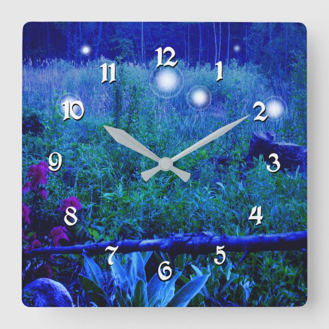 Reloj Cuadrado Espíritu Ilumina Noche Azul Marsh Meadow Will o Wi (Anverso)