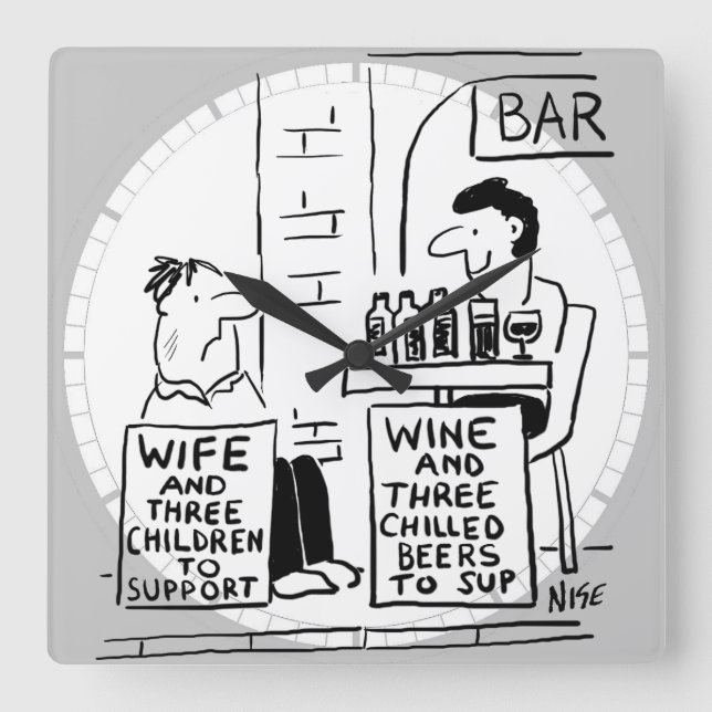 Reloj Cuadrado Esposa y tres hijos a apoyar (Anverso)