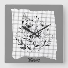 Reloj Cuadrado Esquemas del Jardín de mariposas