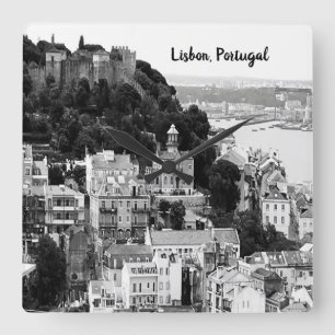 Reloj Cuadrado Esquina blanca y negra de Lisboa Portugal