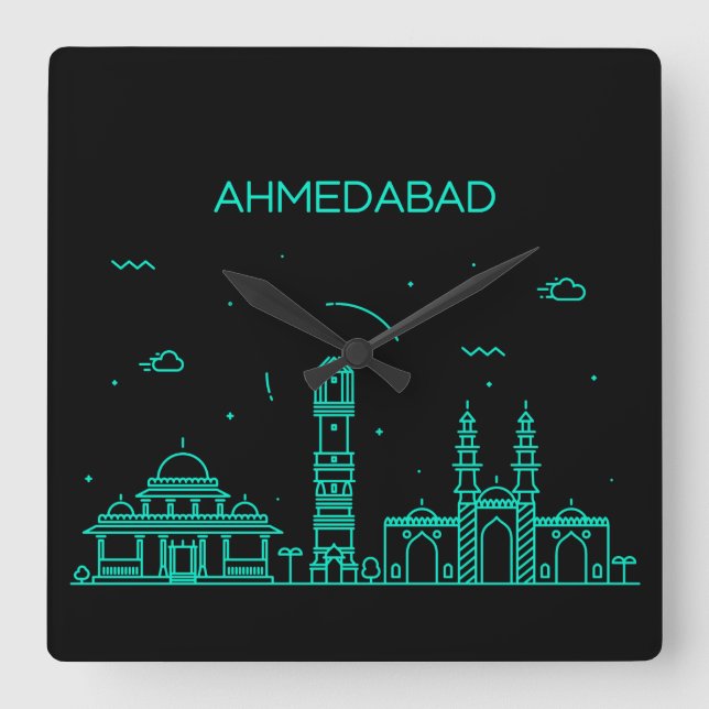 Reloj Cuadrado Esquina de Ahmedabad (Anverso)