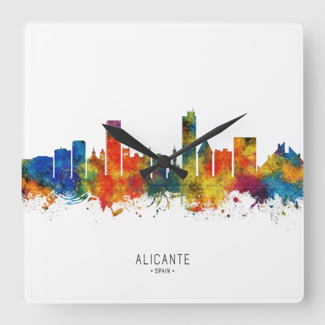 Reloj Cuadrado Esquina de Alicante España (Anverso)