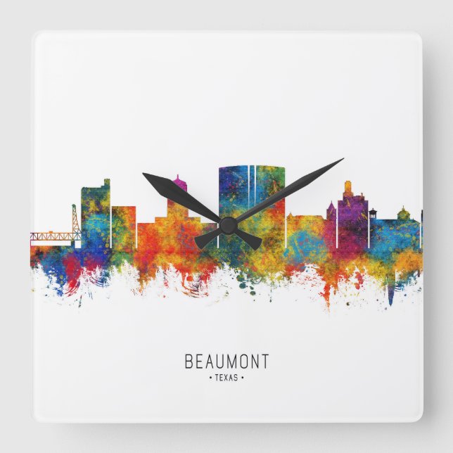 Reloj Cuadrado Esquina de Beaumont Texas (Anverso)