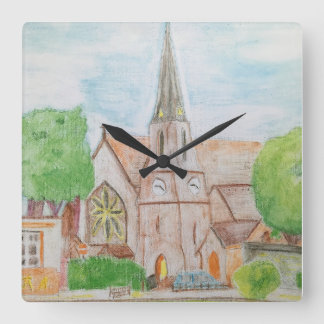 Reloj Cuadrado Essex Church Water Color Pencil