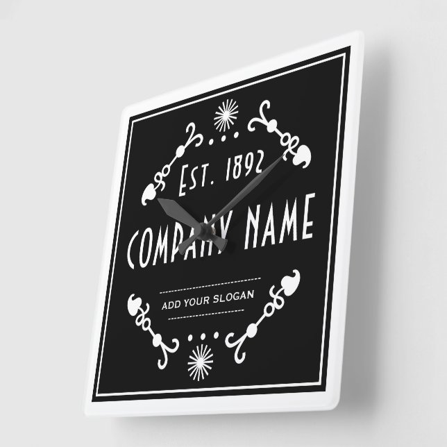 Reloj Cuadrado Established Business Name, Decorative (Ángulo)