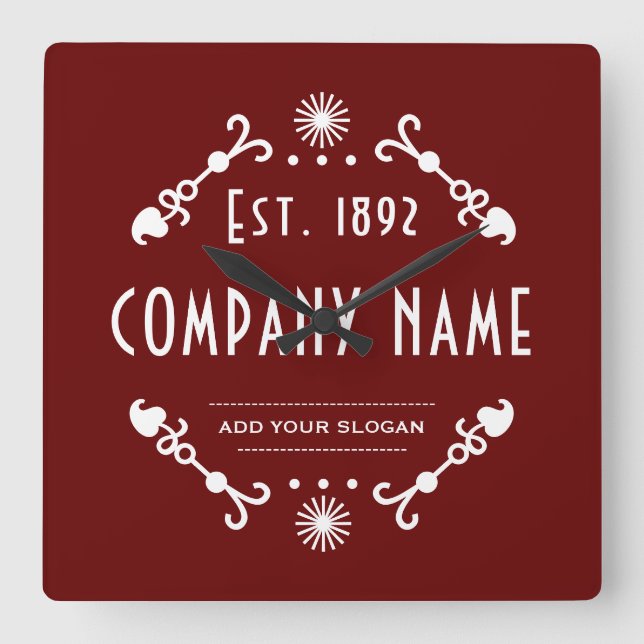 Reloj Cuadrado Established Business Name, Decorative (Anverso)