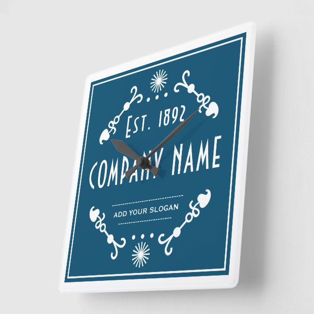 Reloj Cuadrado Established Business Name, Decorative (Ángulo)