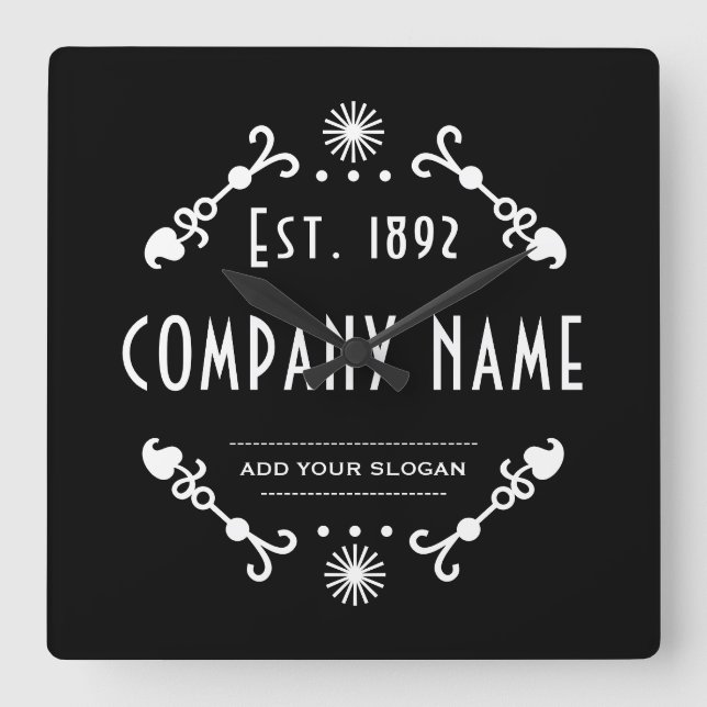 Reloj Cuadrado Established Business Name, Decorative (Anverso)