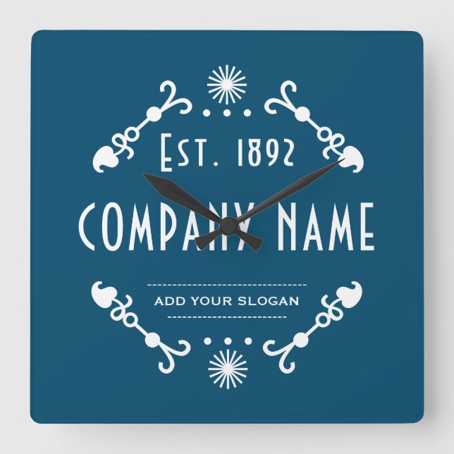 Reloj Cuadrado Established Business Name, Decorative (Anverso)