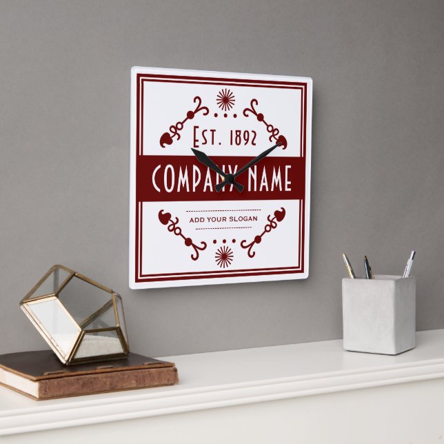 Reloj Cuadrado Established Business Name, Decorative (Oficina)