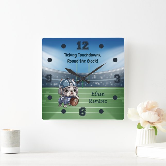 Reloj Cuadrado Estadio Cute Personalizado de bulldog francés de m (Hogar)
