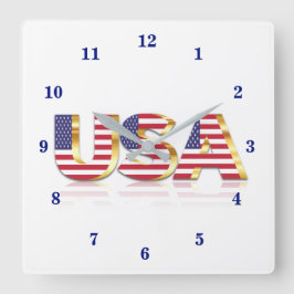 Reloj Cuadrado Estados Unidos - Estados Unidos - Bandera - Patrió