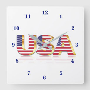 Reloj Cuadrado Estados Unidos - Estados Unidos - Bandera - Patrió