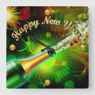 Reloj Cuadrado Estallido de Champán