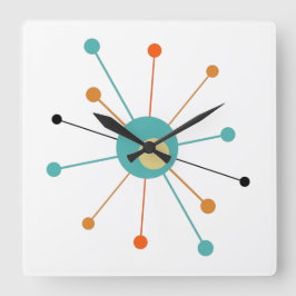 Reloj Cuadrado Estallido de la era atómica Naranja verde azulada 