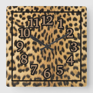 Reloj Cuadrado Estampa de animal gato grande guepardo