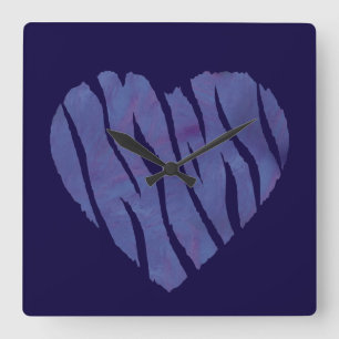 Reloj Cuadrado Estampa de cebra Animal Corazón Púrpura