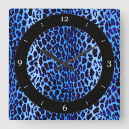 Reloj Cuadrado Estampado de animales azul del leopardo