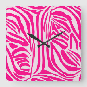Reloj Cuadrado Estampado de cebra rosa