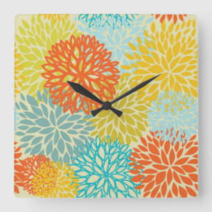 Reloj Cuadrado Estampado de flores 3