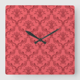 Reloj Cuadrado Estampado de flores del damasco