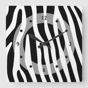 Reloj Cuadrado Estampado de rayas cebra blanco y negro + tus idea
