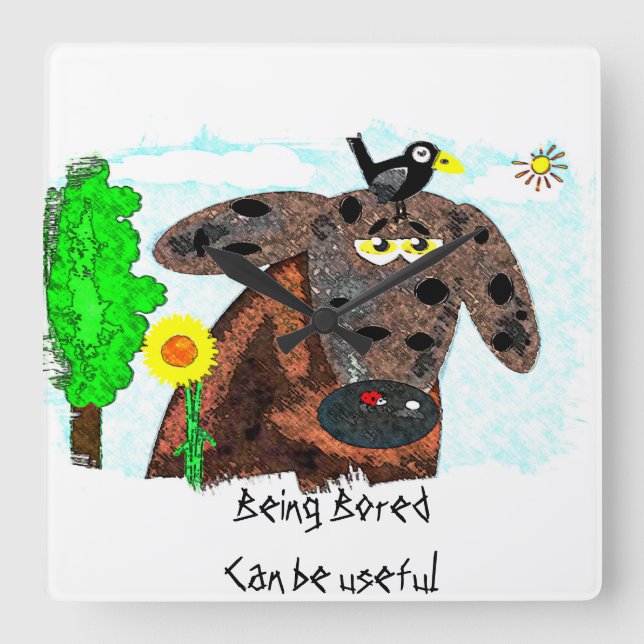 Reloj Cuadrado Estar aburrido puede ser útil (Anverso)