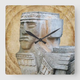 Reloj Cuadrado Estatua de Chacmool Maya
