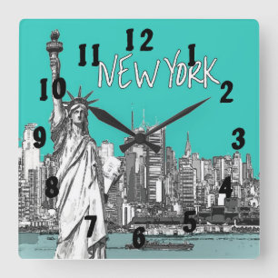 Reloj Cuadrado Estatua de la Libertad Nueva York América Verde az