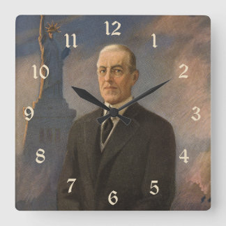 Reloj Cuadrado Estatua de la Libertad y Presidente Woodrow Wilson
