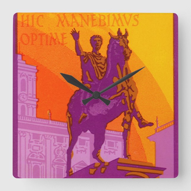 Reloj Cuadrado Estatua de Le Grand Hotel Roma, Italia, Viajes Vin (Anverso)