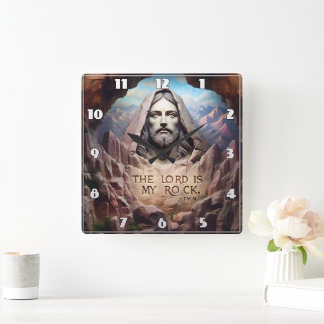 Reloj Cuadrado Estatua divina: El Señor es mi Rock (Hogar)