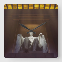 Reloj Cuadrado Estatua Memorial Lincoln Con Inscripción