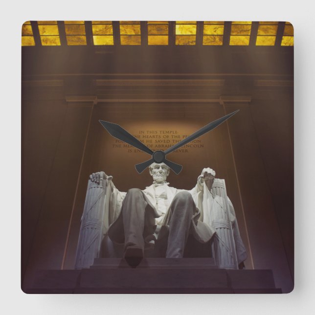 Reloj Cuadrado Estatua Memorial Lincoln Con Inscripción (Anverso)