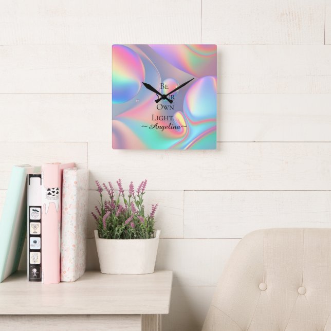 Reloj Cuadrado Estética holográfica (Sala de lectura)