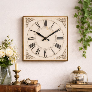 Reloj Cuadrado Estética Victoriana Gótica de Numerales Romanos Vi