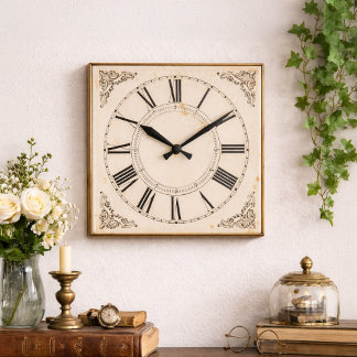 Reloj Cuadrado Estética Victoriana Gótica de Numerales Romanos Vi