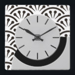 Reloj Cuadrado Estilo Art Deco-A-Way (Gris Negro)<br><div class="desc">El concepto de Reloj de pared de corte-A-Way se basó en un pequeño reloj de mesa vintage encontrado en un mercadillo. Se desconoce el artista y fabricante original. La pintura digital original de este reloj refleja el aspecto del plástico original con una pizca de profundidad. Detrás del reloj hay un...</div>