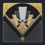 Reloj Cuadrado Estilo Art Deco Fan Style (Oro)<br><div class="desc">Estoy usando un diseño que ya tengo en los artículos de mi tienda para un reloj de pared. Este estilo de ventilador icónico es muy art déco y este reloj de pared destaca en una pared llana. (ver Imagen). Esto podría incluso ser un regalo para los amantes del art déco....</div>