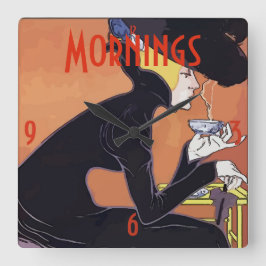 Reloj Cuadrado Estilo de época del café