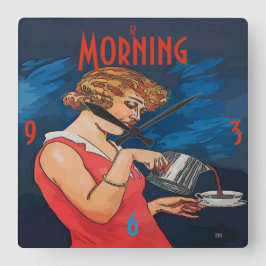 Reloj Cuadrado Estilo de época del café