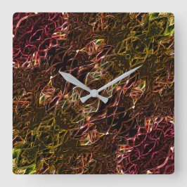 Reloj Cuadrado Estilo de espejado de neón naranja marrón con líne