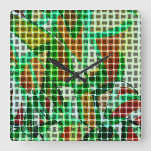 Reloj Cuadrado Estilo de las cestas sobre cintas curvadas verdes