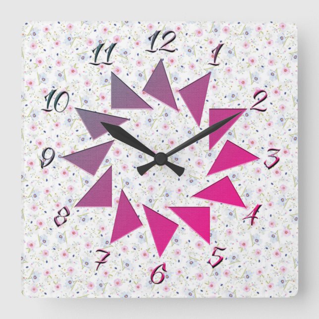 Reloj Cuadrado Estilo de las flores (Anverso)