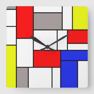 Reloj Cuadrado Estilo de Mondrian