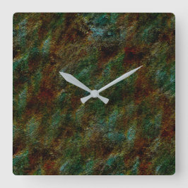 Reloj Cuadrado Estilo de pared verde y coralino