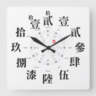 Reloj Cuadrado Estilo kanji antiguo de Japón [cara blanca]