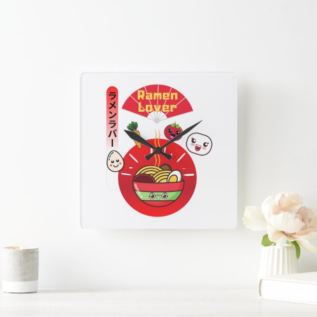 RELOJ CUADRADO ESTILO KAWAII DE RAMEN LOVER (Hogar)